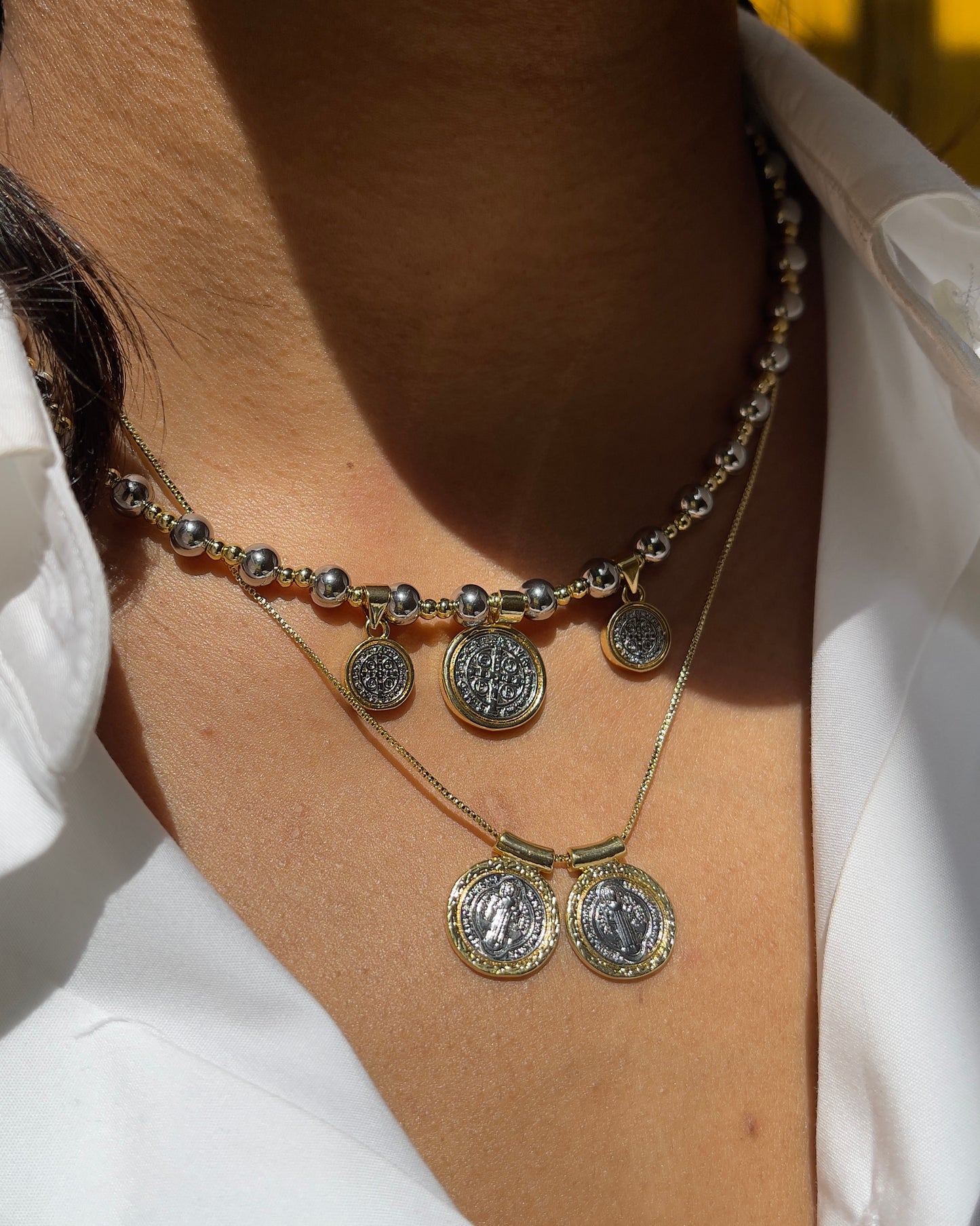 San Benito Two Tone Coin Necklace