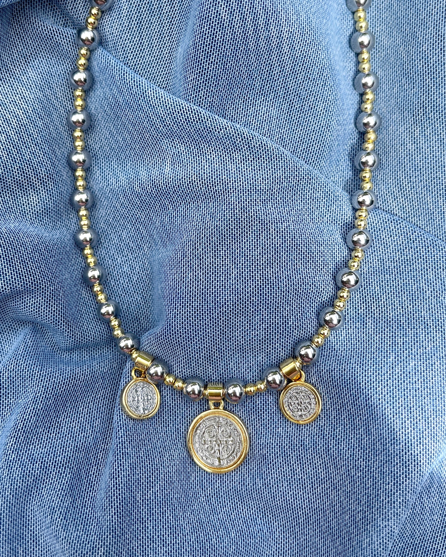 San Benito Two Tone Coin Necklace