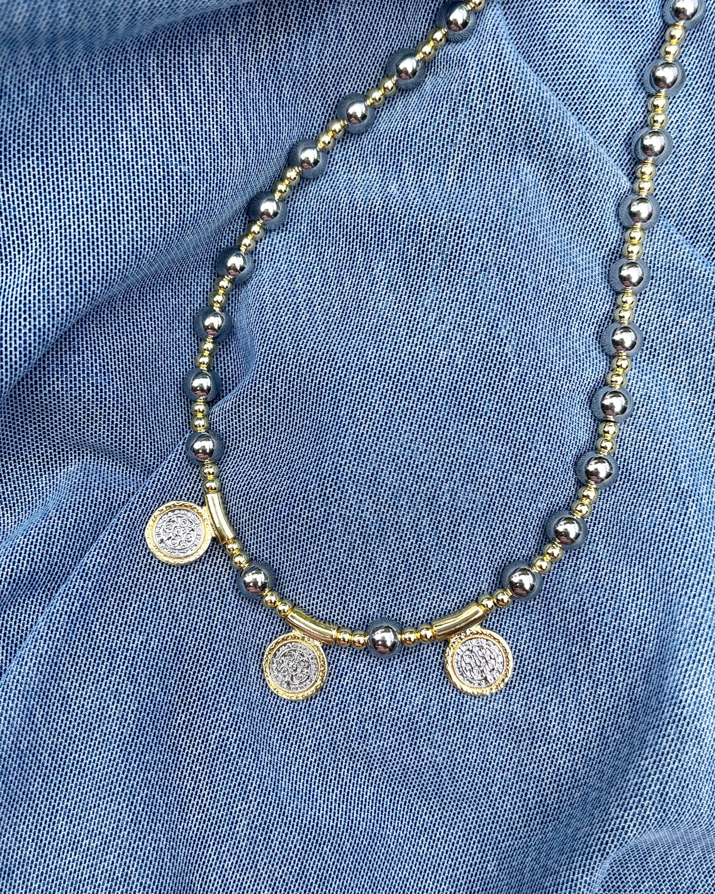 San Benito Two Tone Coin Necklace
