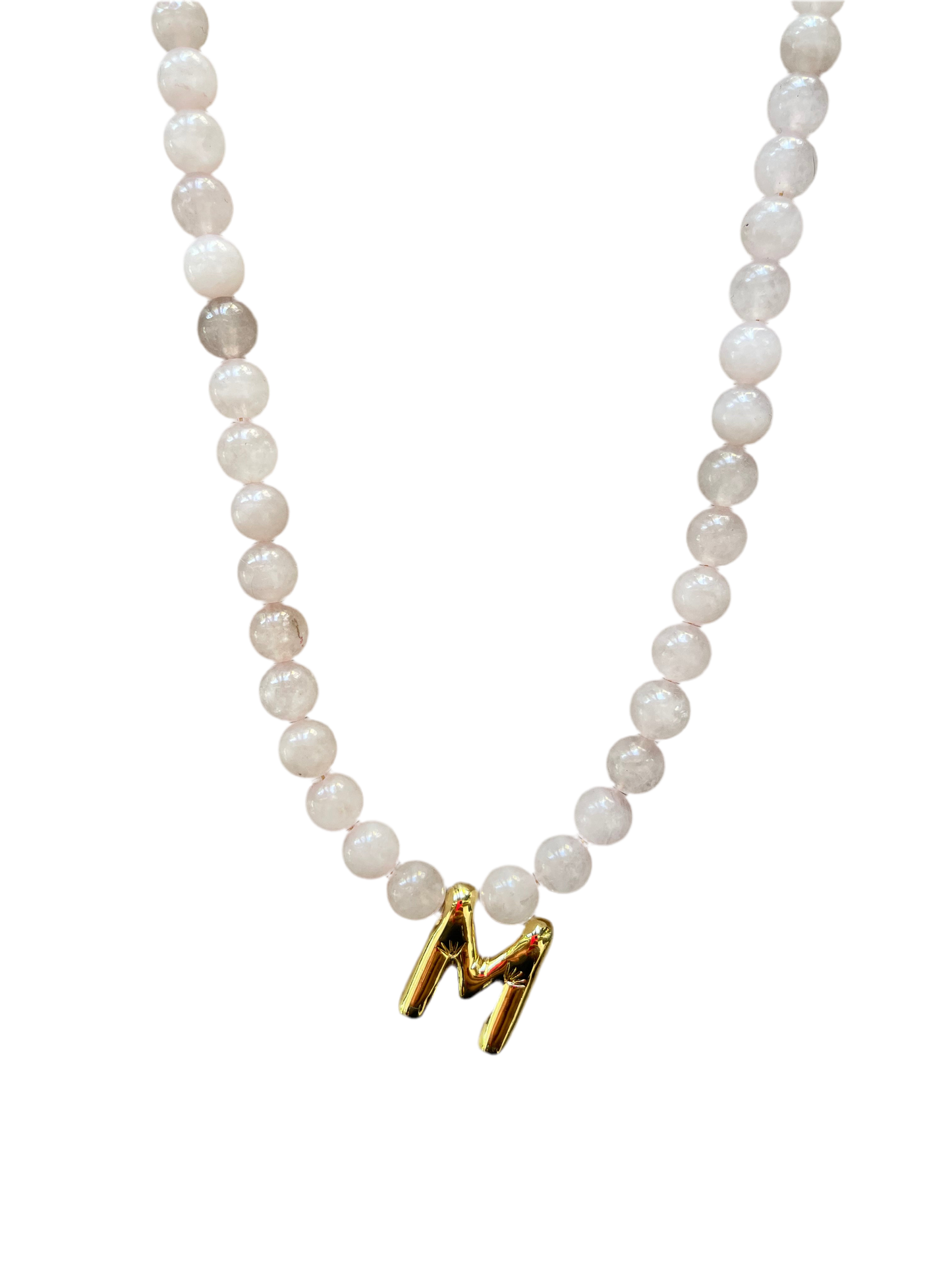 Rose Quartz Initial Necklace