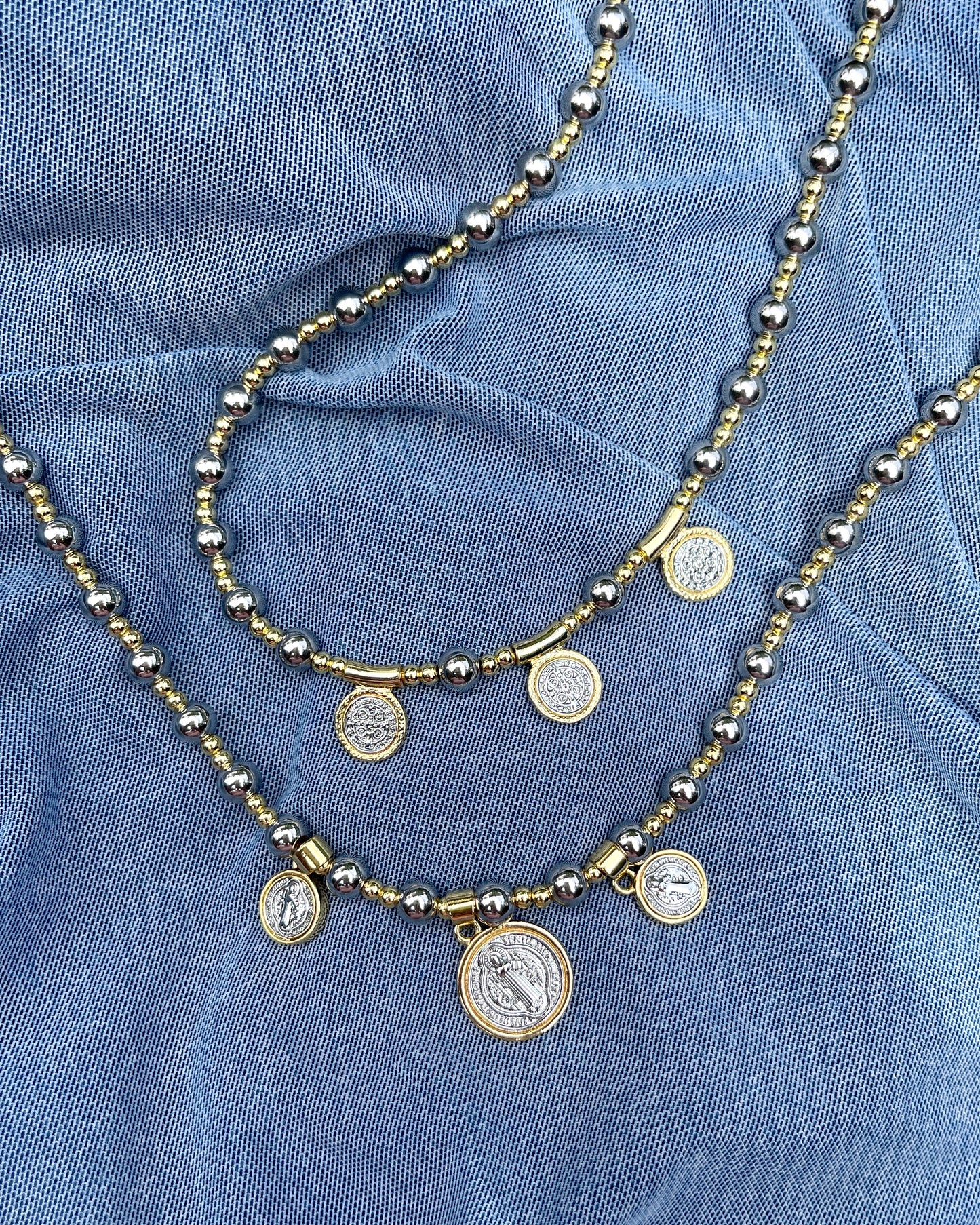 San Benito Two Tone Coin Necklace