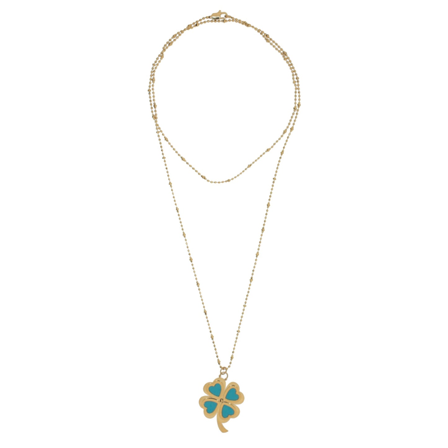 Clever Clover Turquoise Beaded Necklace