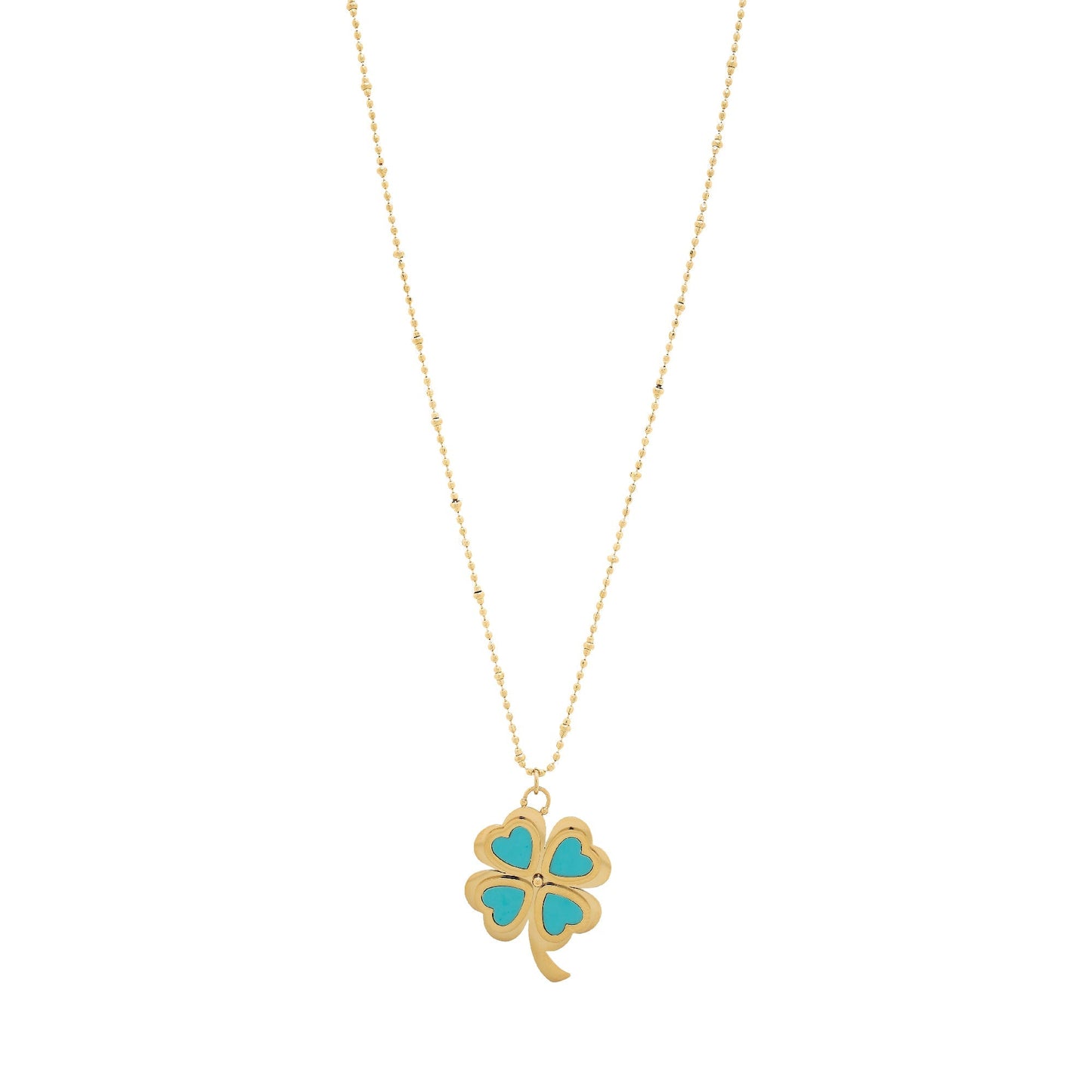 Clever Clover Turquoise Beaded Necklace
