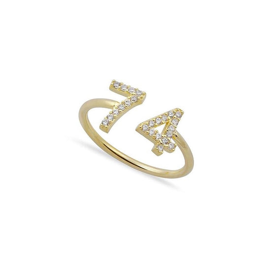 Pave Block Name Ring