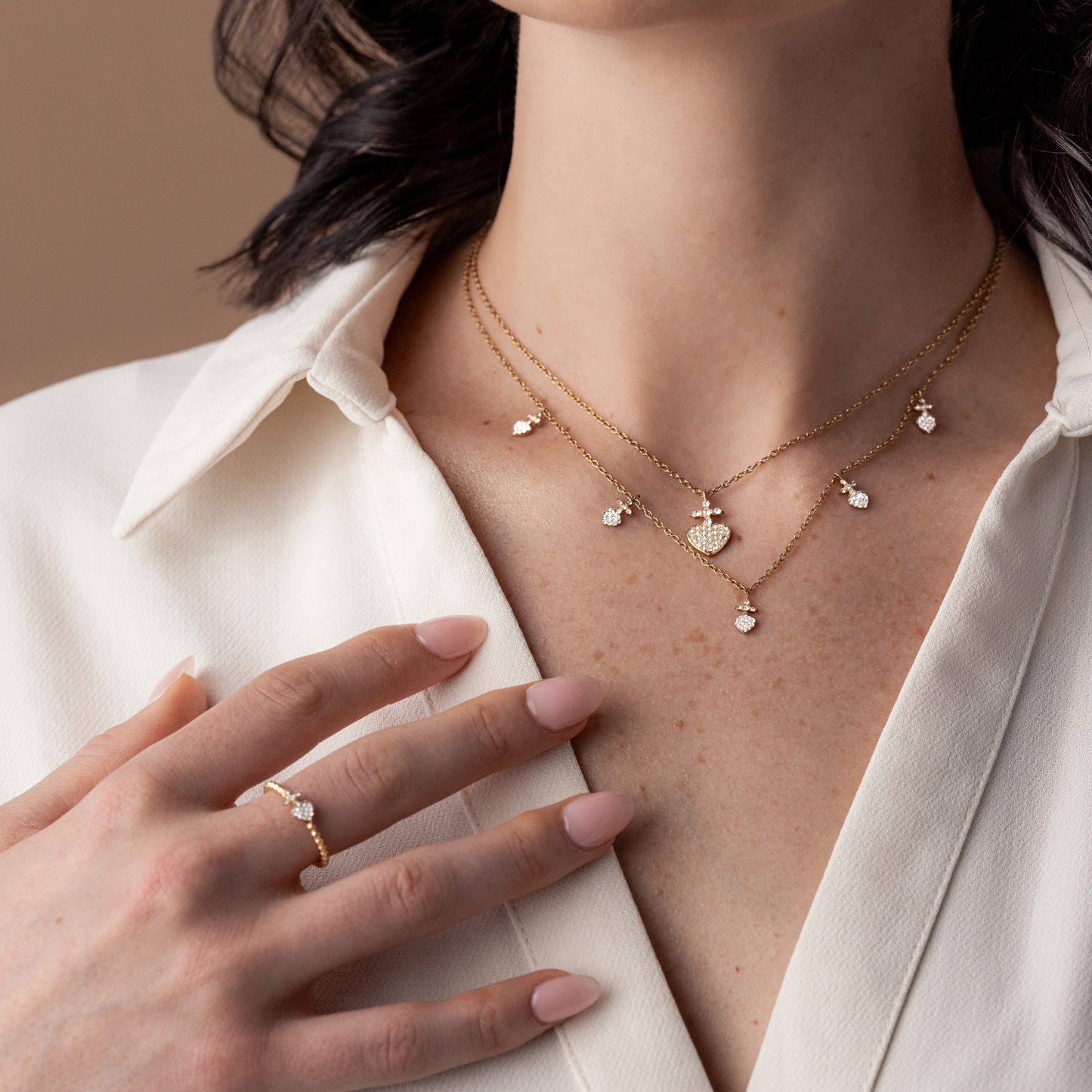 Ani 5 Hearts Cross Necklace