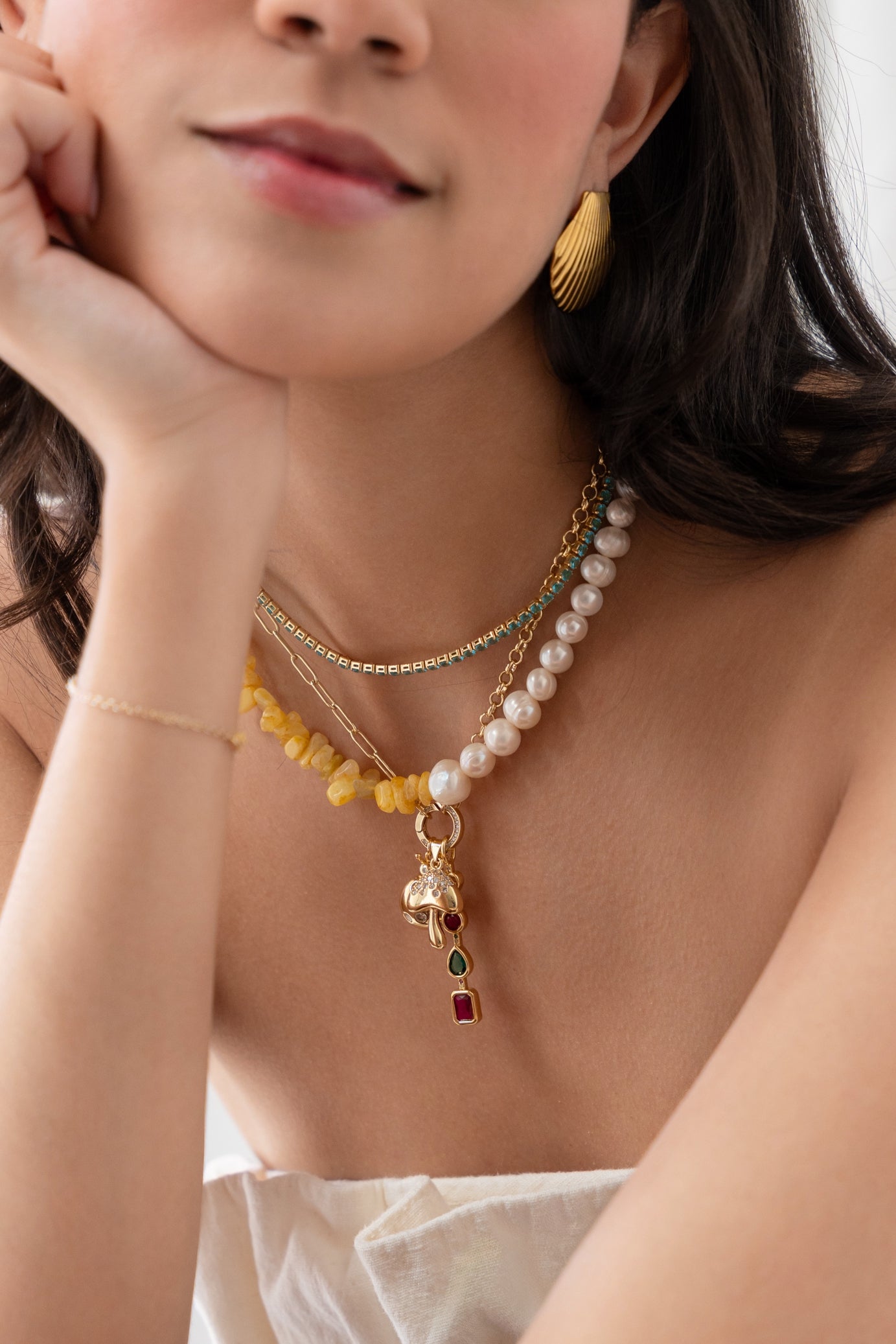 Pave Push Clasp Chain