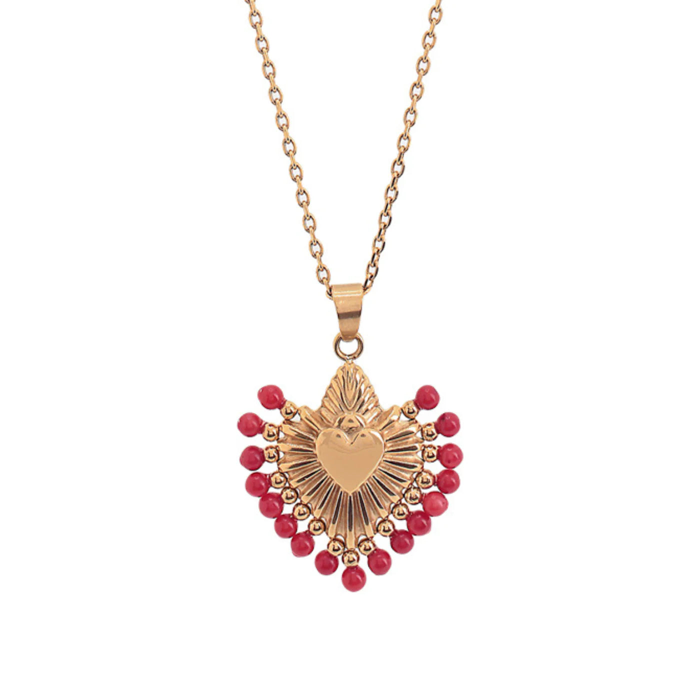 Cuore Coral Stone Necklace