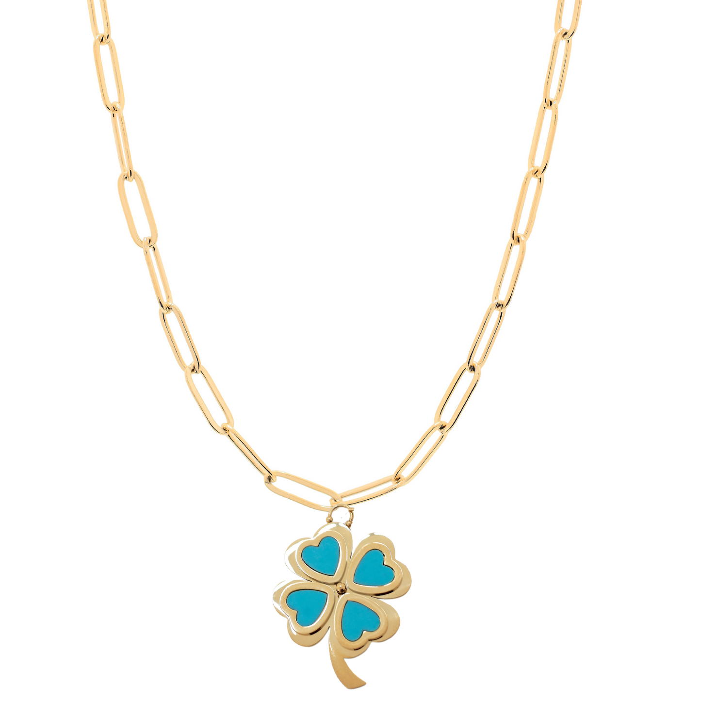 Clever Clover Turquoise Paperclip Necklace