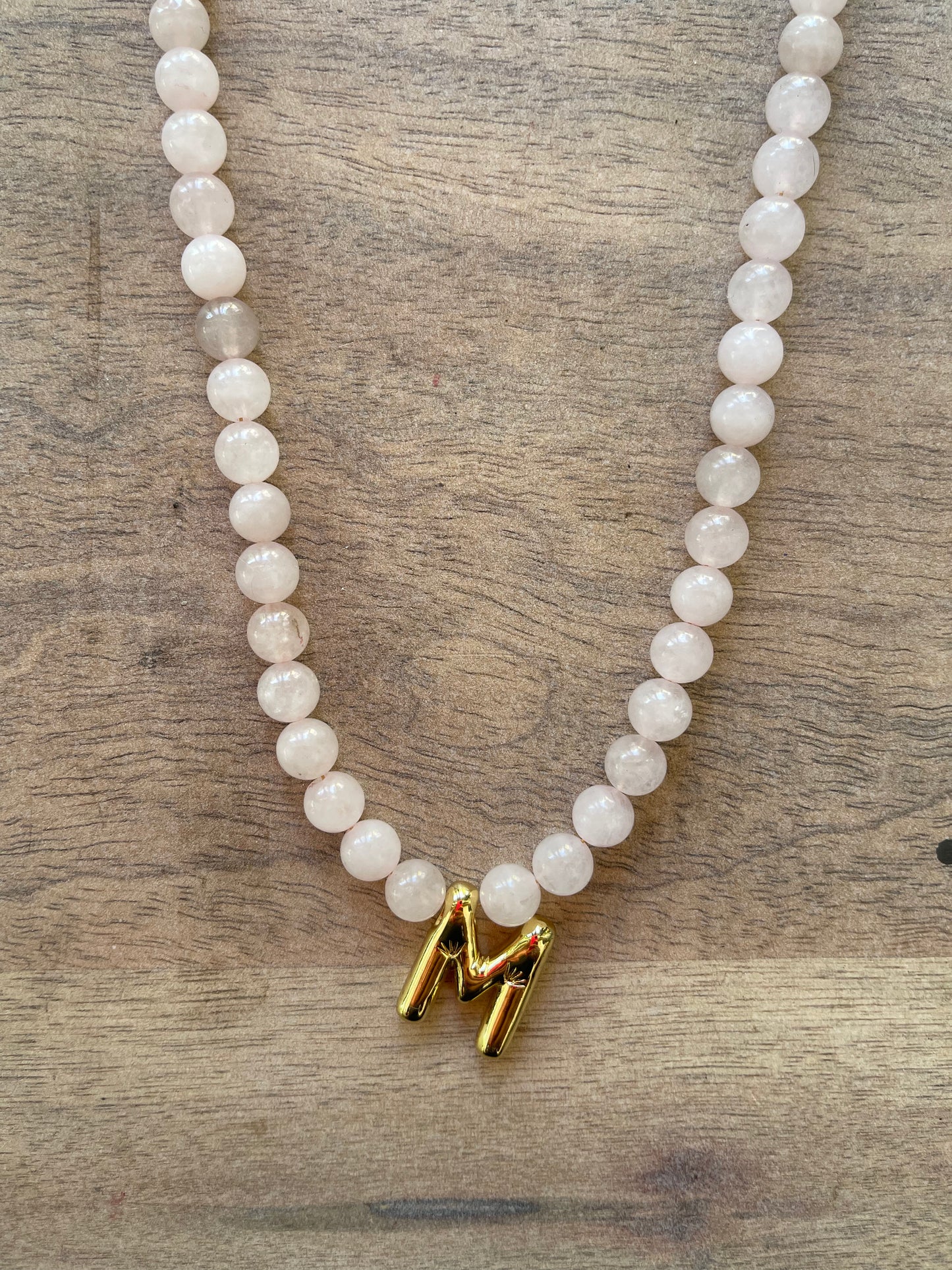 Rose Quartz Initial Necklace