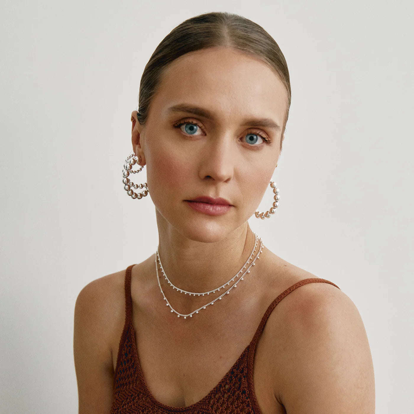 Mia Beaded Choker - Large Silver