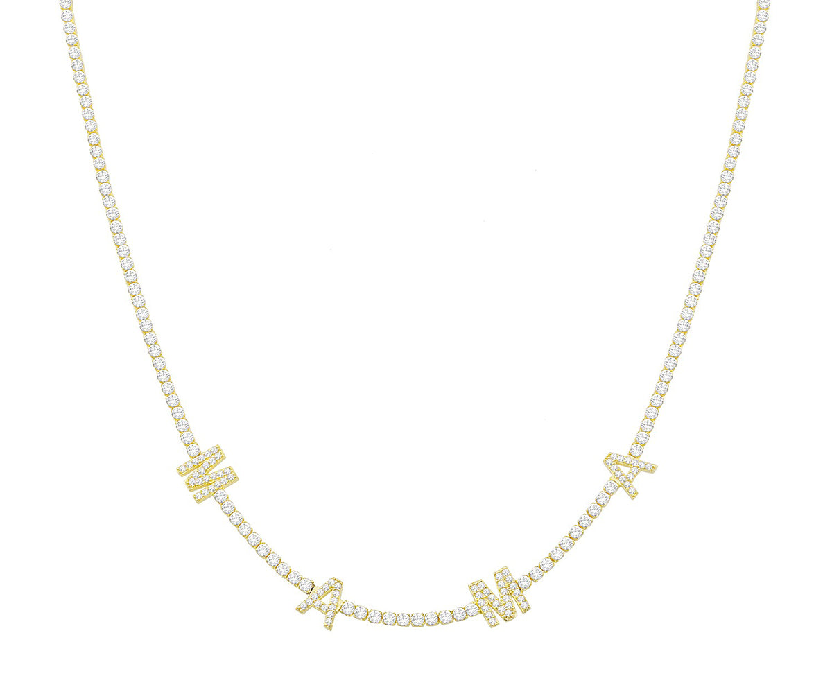 Tennis Spaced Letter Necklace
