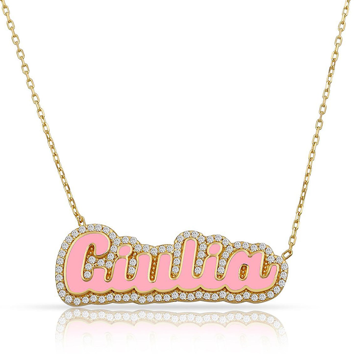 Pave Enamel Name Necklace