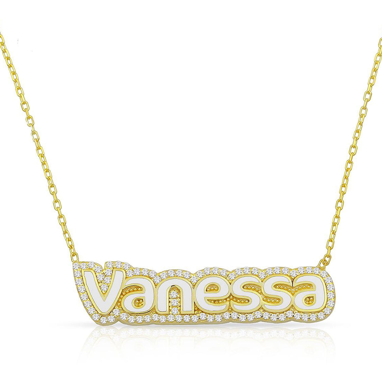 Pave Enamel Name Necklace
