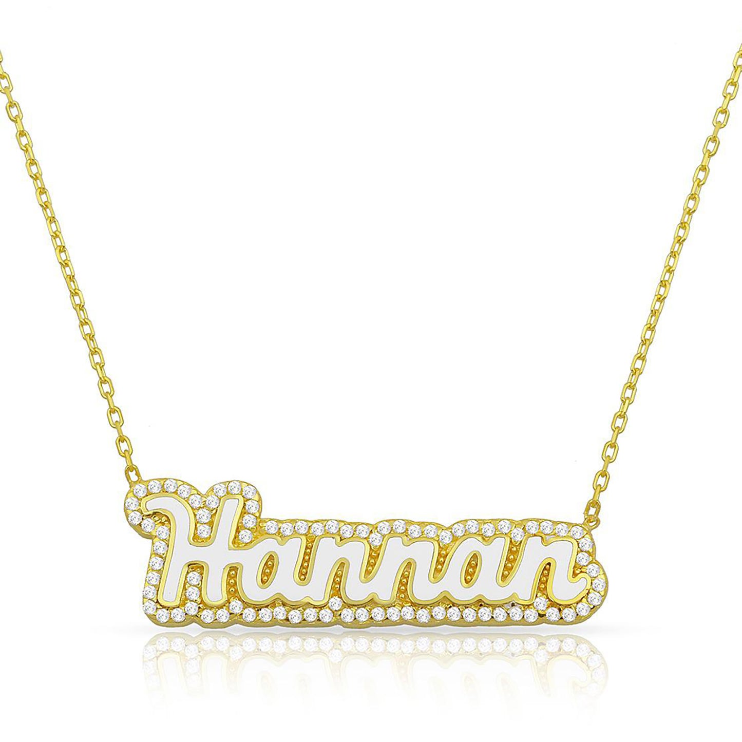 Pave Enamel Name Necklace