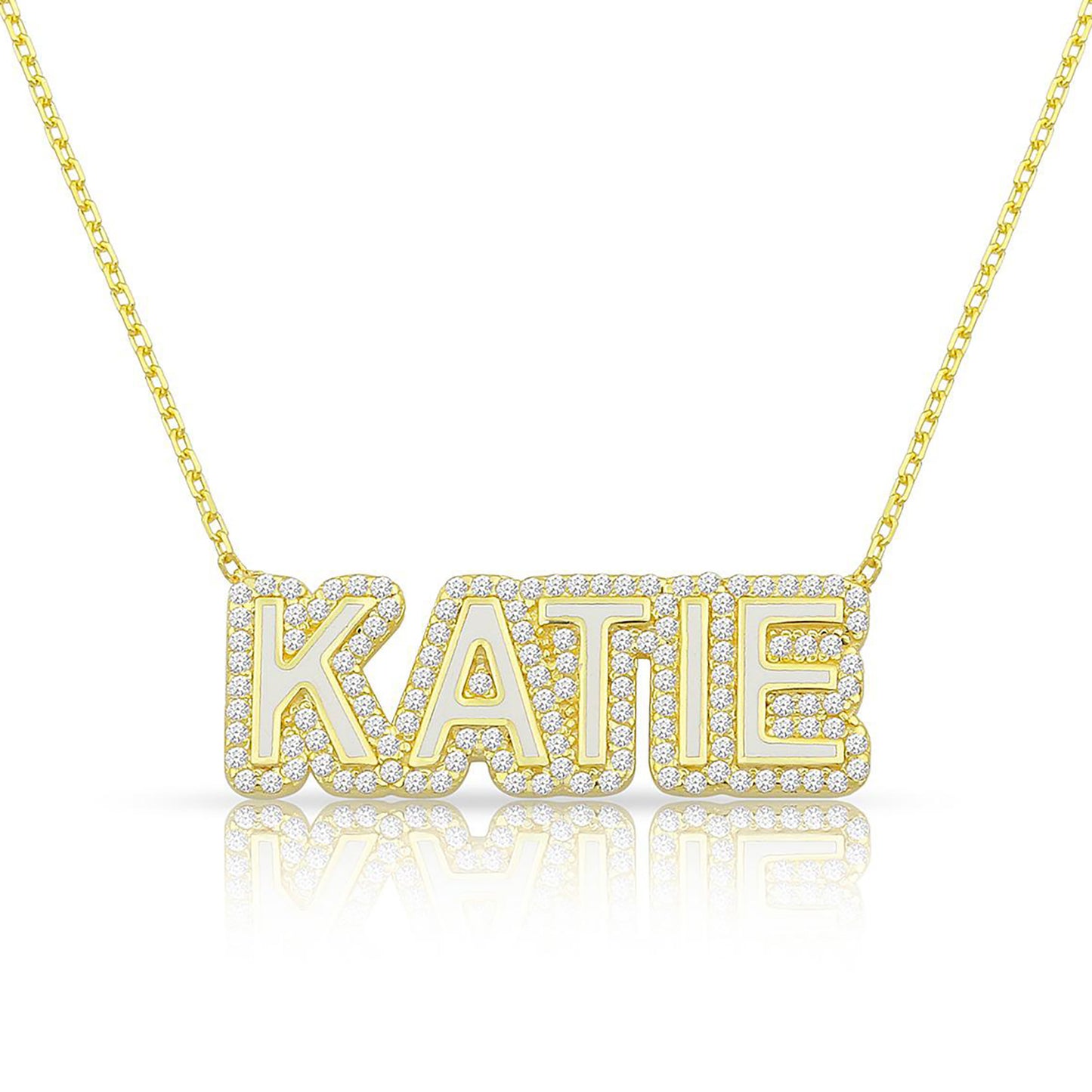 Pave Enamel Name Necklace