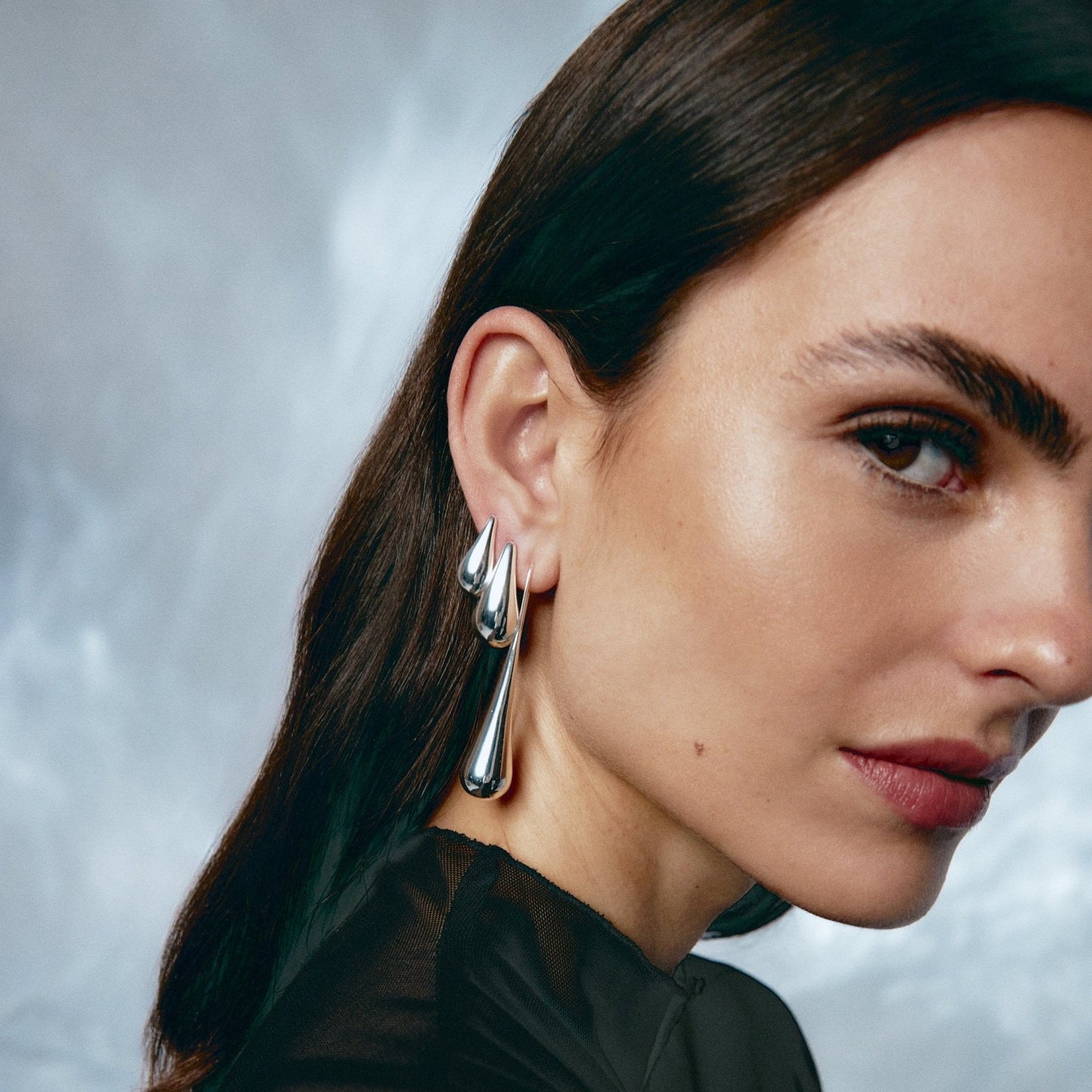 Pensive Silver Earring - Medium
