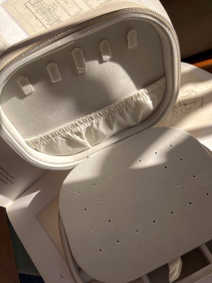 Leather Travel Jewelry Box — Beige