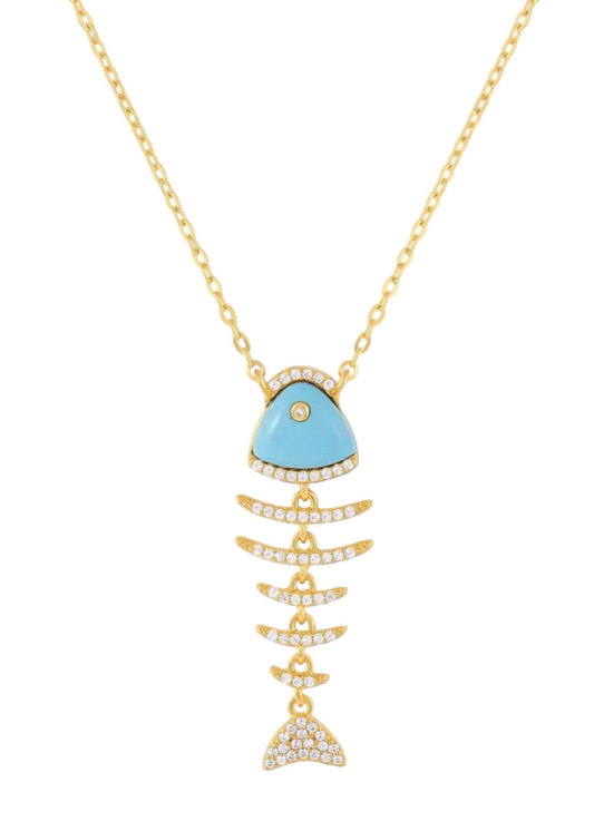 Turquoise Fishbone Necklace *PRE ORDER*