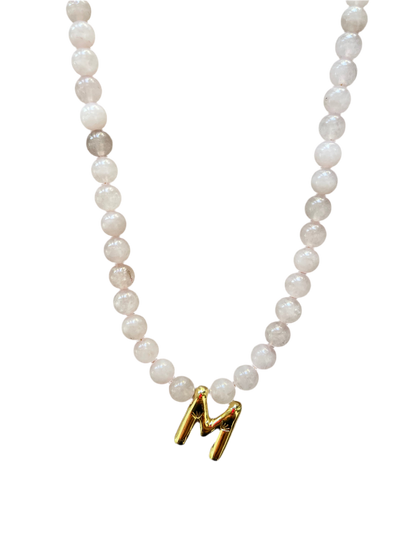 Rose Quartz Initial Necklace