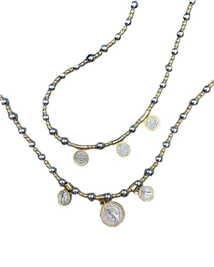 San Benito Two Tone Coin Necklace