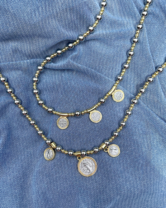San Benito Two Tone Coin Necklace