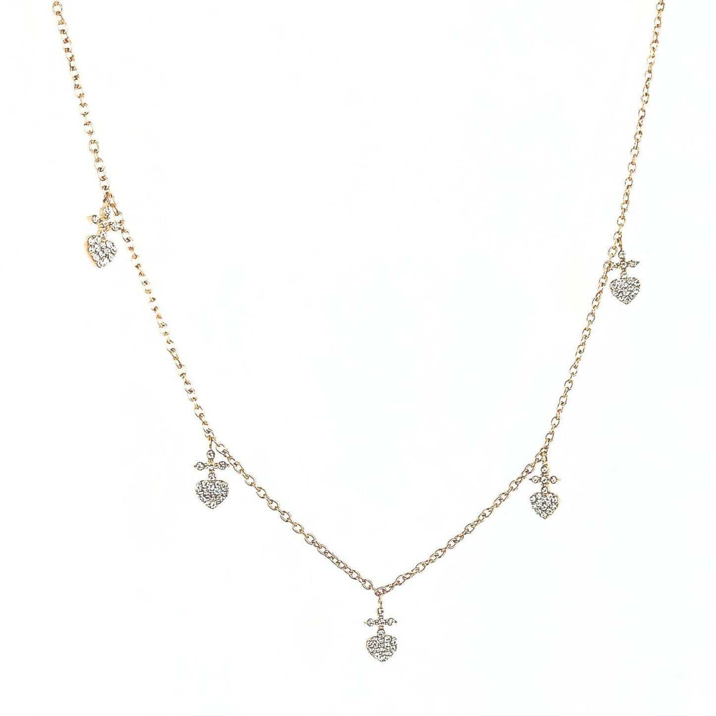 Ani 5 Hearts Cross Necklace
