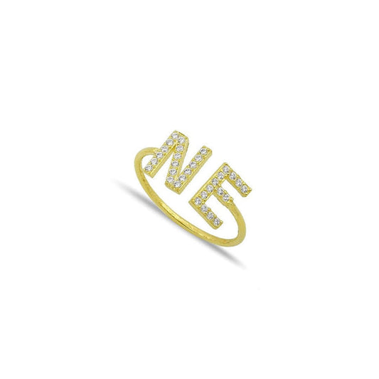 Pave Block Name Ring