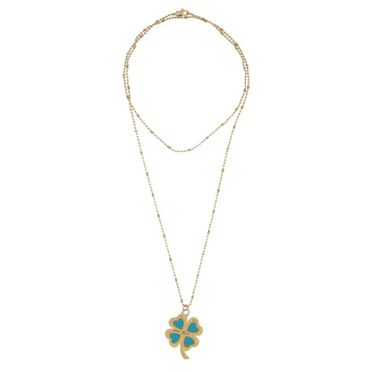 Clever Clover Turquoise Beaded Necklace