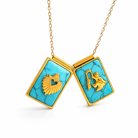 'SCAPULAR' VIRGIN & SACRED HEART - Turquoise