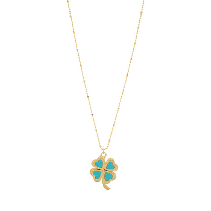 Clever Clover Turquoise Beaded Necklace
