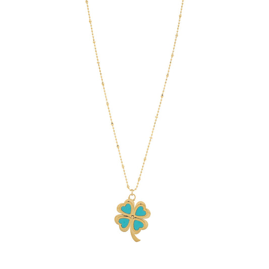 Clever Clover Turquoise Beaded Necklace