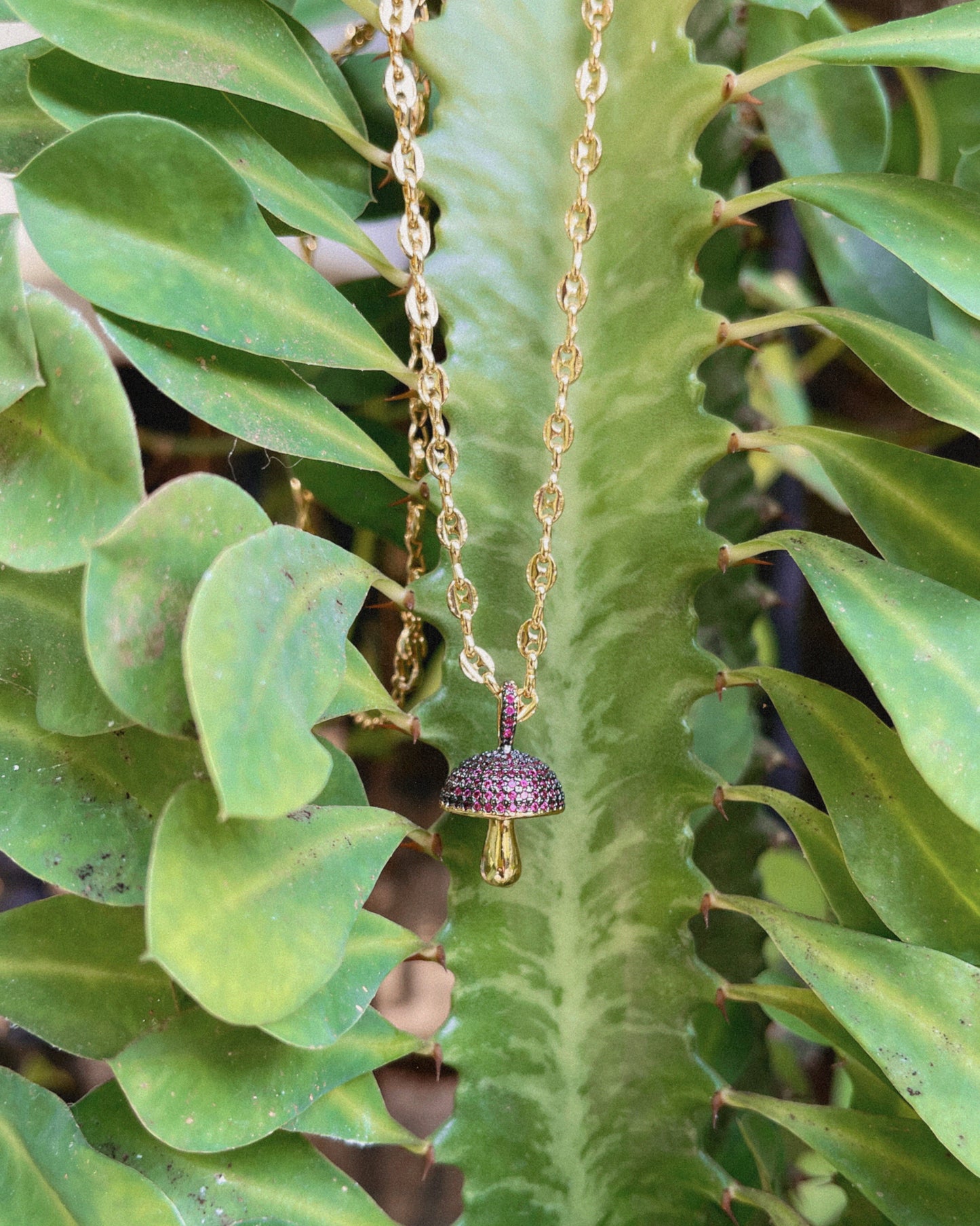 Purple Mushroom Necklace