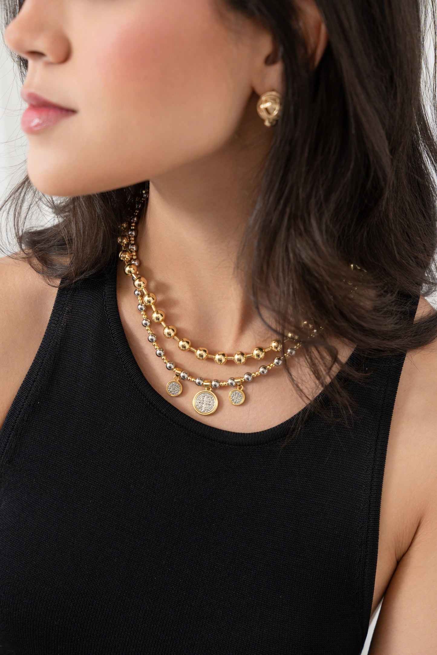 San Benito Two Tone Coin Necklace