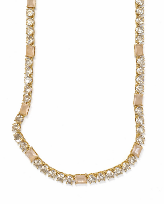 Pink baguette Tennis Necklace