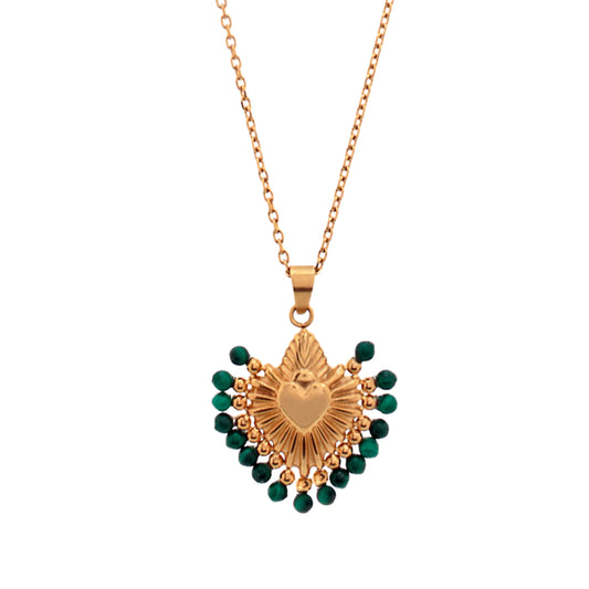 Cuore Malachite Stone Necklace