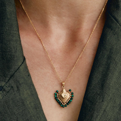 Cuore Malachite Stone Necklace