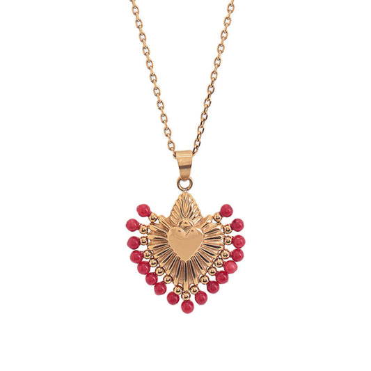 Cuore Coral Stone Necklace