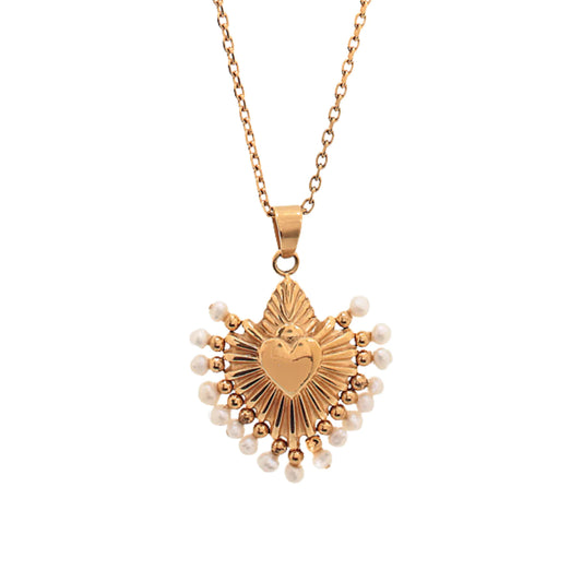 Cuore Pearl Stone Necklace