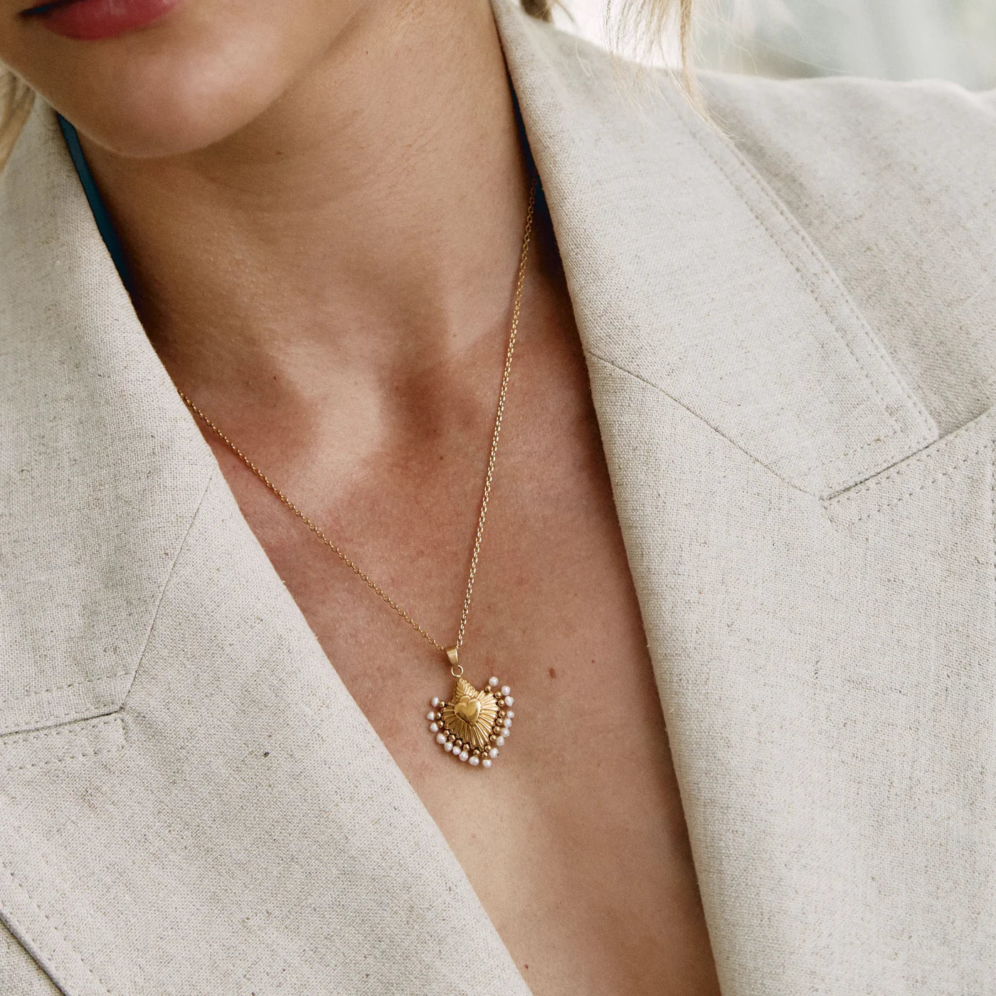 Cuore Pearl Stone Necklace