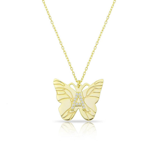 Butterfly Initial Necklace