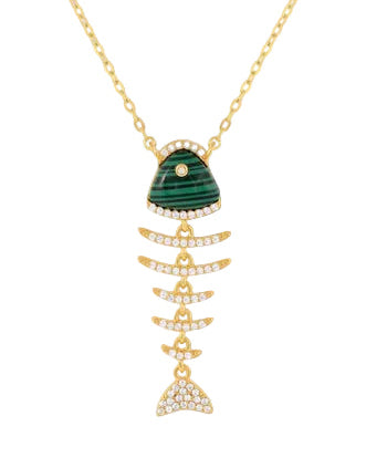 Malachite Fishbone Necklace *PRE ORDER*