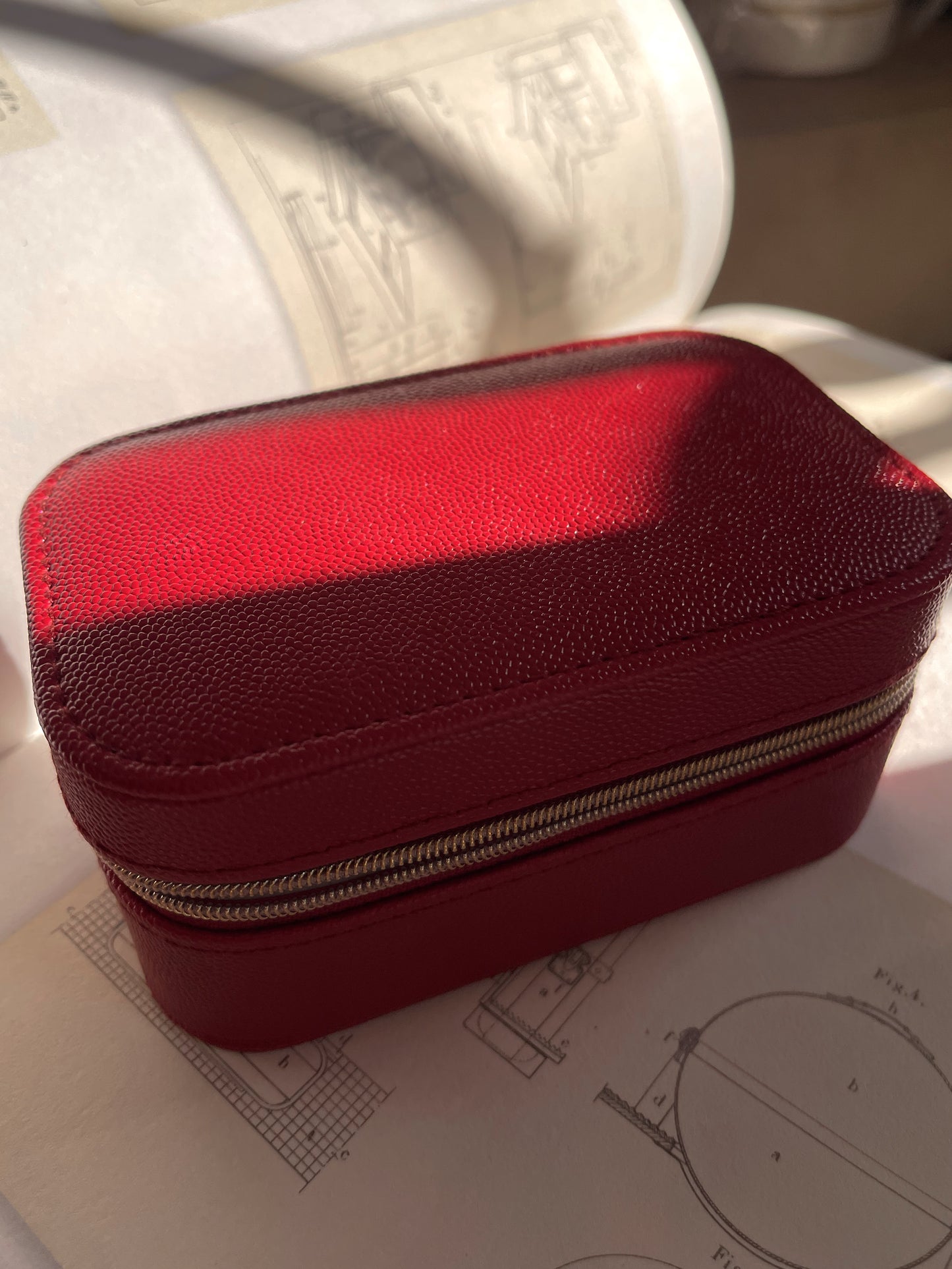 Leather Travel Jewelry Box — Red