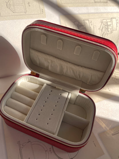 Leather Travel Jewelry Box — Red