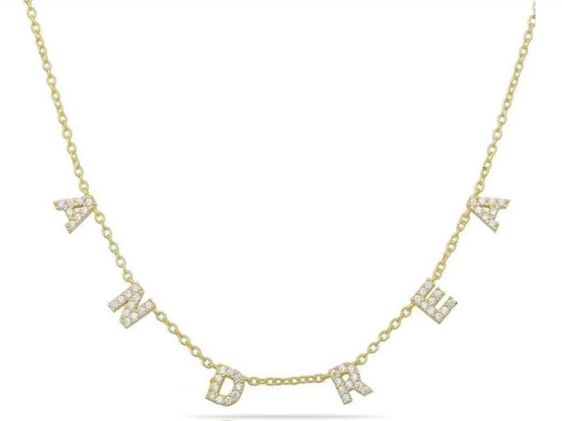 Spaced Cz Name Necklace