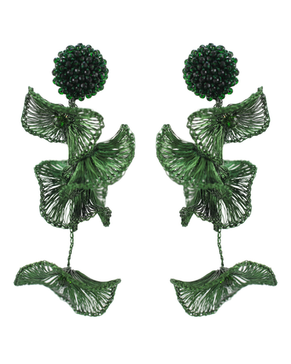 Green Orchid Earrings