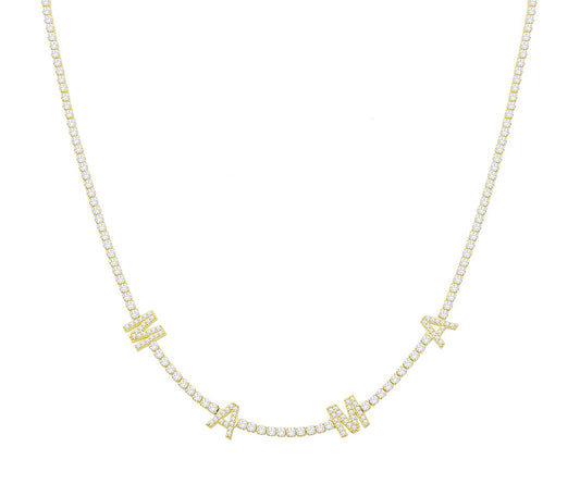 Tennis Spaced Letter Necklace