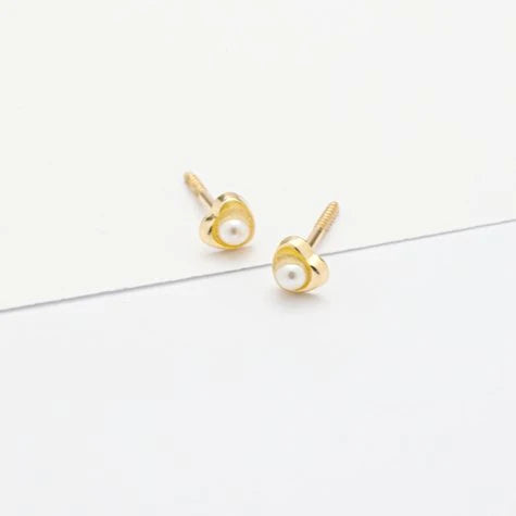 Heart And Baby Pearl Earrings