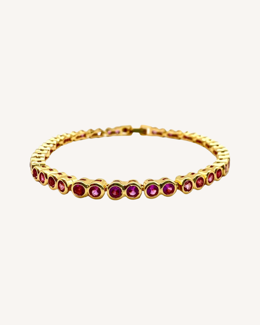 Pink Bezel Tennis Bracelet