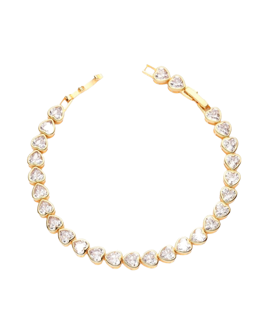 Bezel Heart Tennis Bracelet